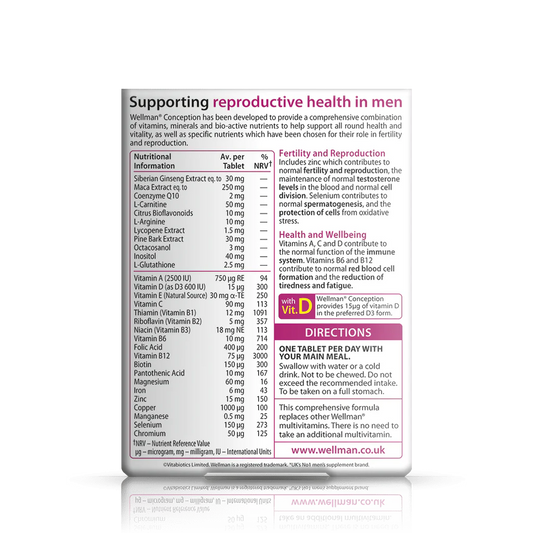 Supporting Reproductive Health in en with Wellman Conception - Tablets Box