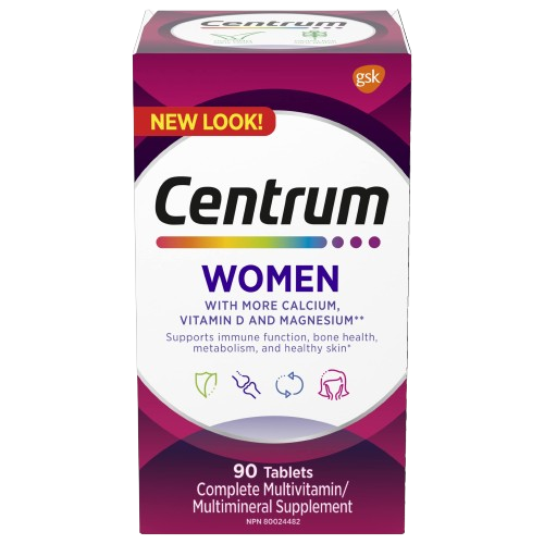 Centrum Women's multivitamin supplement box on a white background