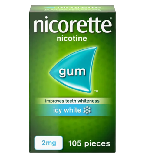 Nicorette nicotine gum 2 mg packaging 