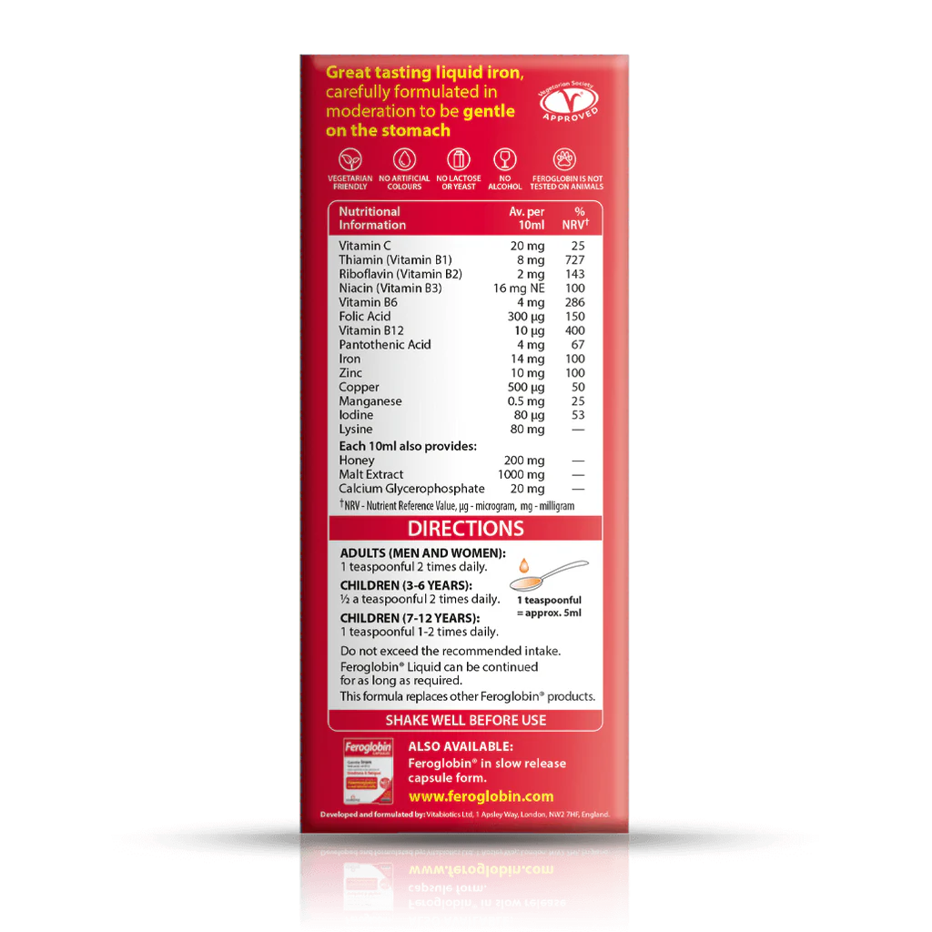 Feroglobin Liquid Iron - Packaging Back with Text 