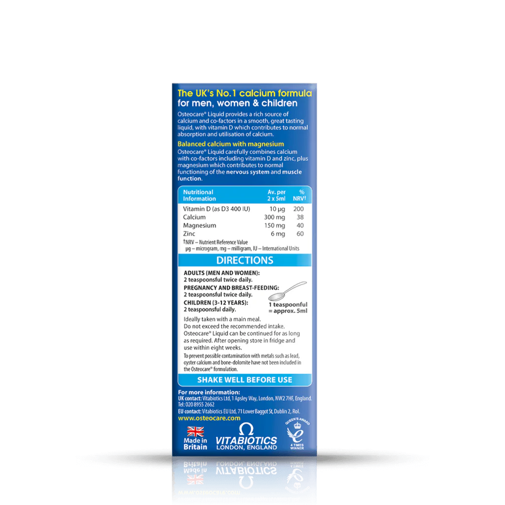 Osteocare Liquid Bottle - Guidelines Text