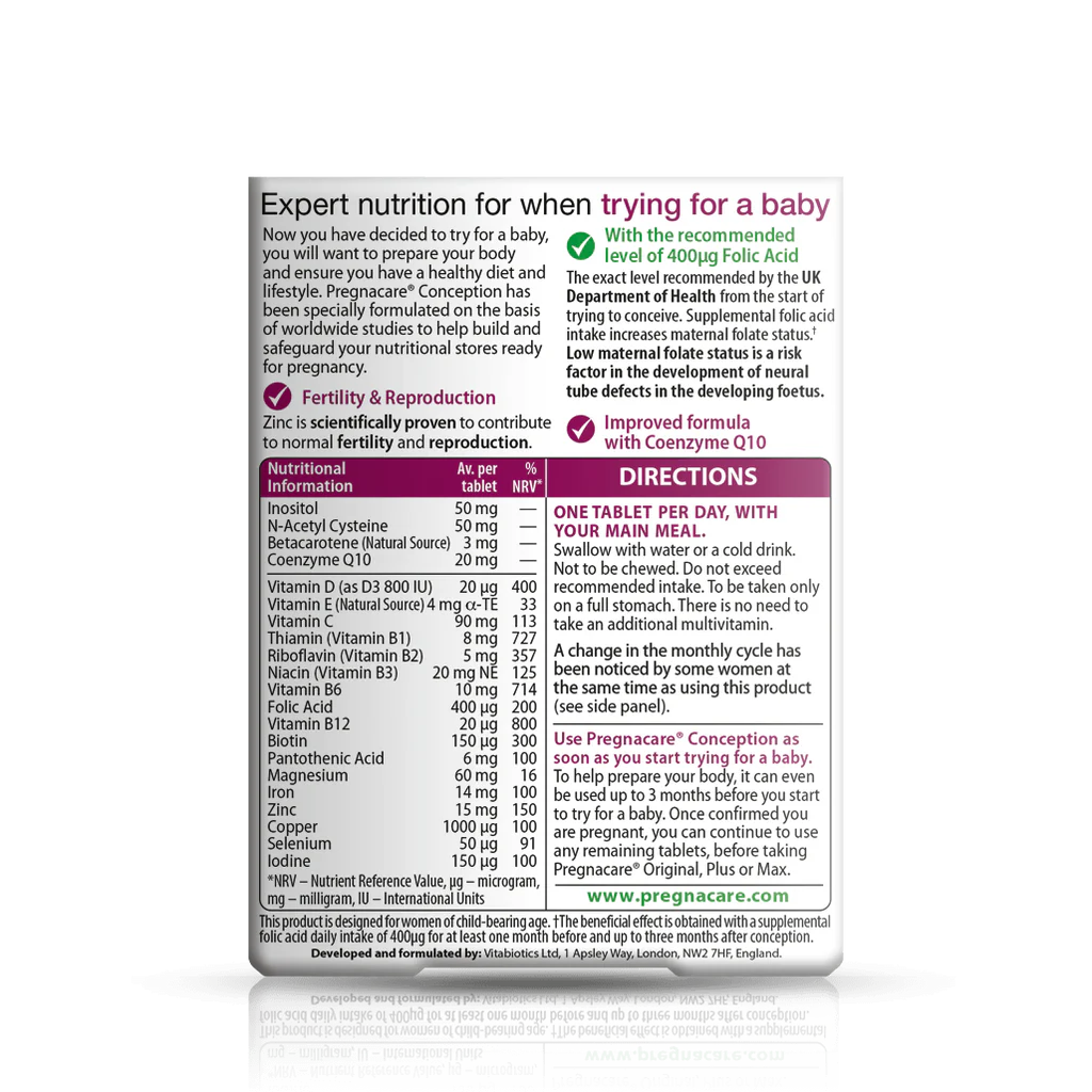 Expert Nutrition for Couples - Vitabiotics Pregnacare Conception 