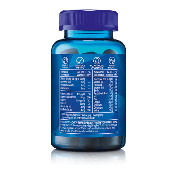Multivitamin Gummies Bottle - Guidelines Side with text 