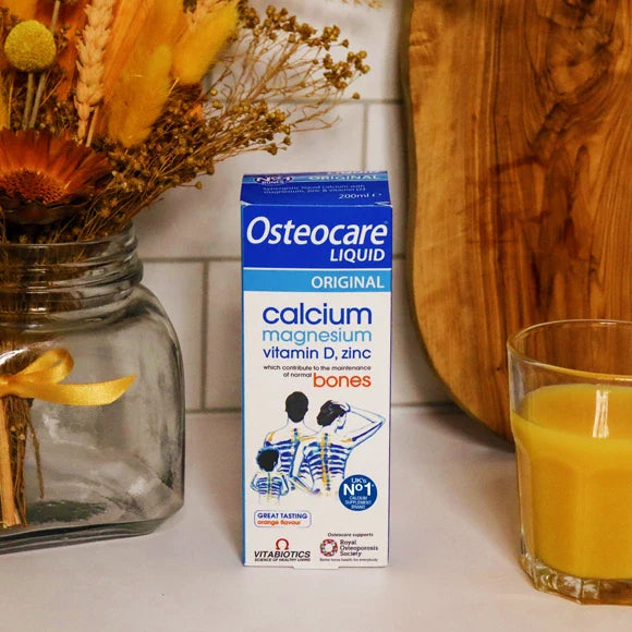 Osteocare Liquid Bottle Packaging Placed on a Table 