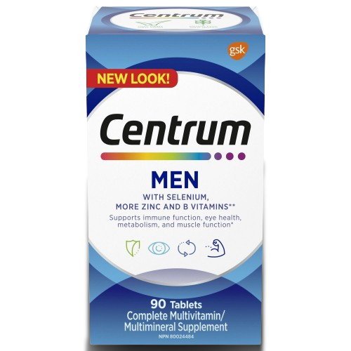 Centrum Men's multivitamin supplement box on a white background