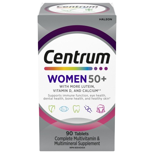 Centrum Women 50+ multivitamin supplement box on a white background